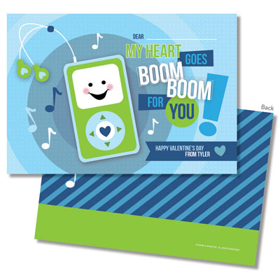 Spark & Spark Valentine's Day Exchange Cards - Boom Boom For You (Blue)